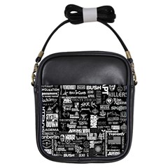 Music Pattern Black White Girls Sling Bag by 99art