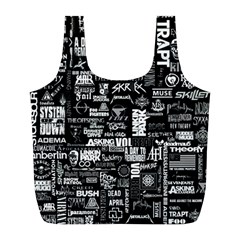 Music Pattern Black White Full Print Recycle Bag (l) by 99art