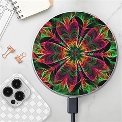 Multicolored Flower Mandala Wallpaper Kaleidoscope Pattern Wireless Fast Charger(white) by 99art