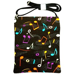 Assorted Color Musical Notes Wallpaper Fabric Shoulder Sling Bag by 99art