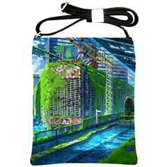 Anime Landscape Apocalyptic Ruins Water City Cityscape Shoulder Sling Bag by 99art