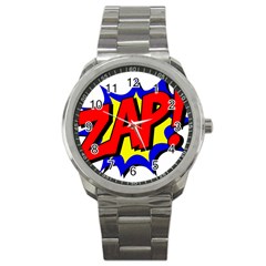 Zap Comic Book Fight Sport Metal Watch by 99art