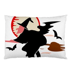 Bat Broom Broomstick Pillow Case (two Sides) by 99art