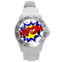 Kapow-comic-comic-book-fight Round Plastic Sport Watch (l) by 99art