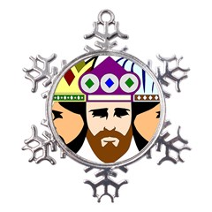 Comic-characters-eastern-magi-sages Metal Large Snowflake Ornament by 99art