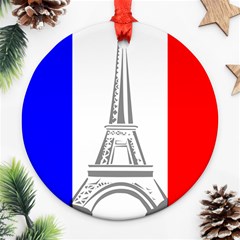 Eiffel-tower-france-flag-tower- Ornament (round) by 99art