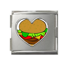 Hamburger-cheeseburger-fast-food Mega Link Heart Italian Charm (18mm) by 99art