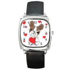 Animation-dog-cute-animate-comic Square Metal Watch by 99art