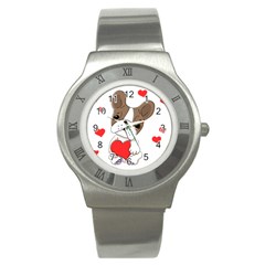 Animation-dog-cute-animate-comic Stainless Steel Watch by 99art