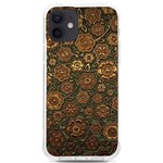 Brown And Green Floral Print Textile Ornament Pattern Texture iPhone 12/12 Pro TPU UV Print Case Front