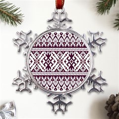 Illustration Ukrainian Folk Seamless Pattern Ornament Metal Large Snowflake Ornament by Cowasu