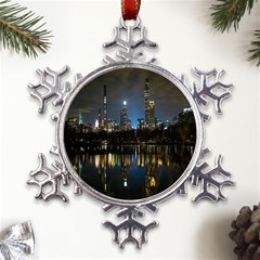 New York Night Central Park Skyscrapers Skyline Metal Large Snowflake Ornament by Cowasu