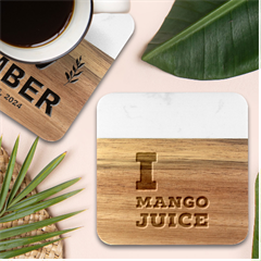 I Love Mango Juice  Marble Wood Coaster (square) by ilovewhateva