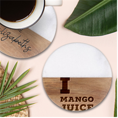 I Love Mango Juice  Classic Marble Wood Coaster (round)  by ilovewhateva