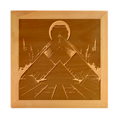 Synthwave City Retrowave Wave Wood Photo Frame Cube by Bangk1t