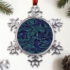 Abstract Blue Wave Texture Patten Metal Large Snowflake Ornament by Bangk1t