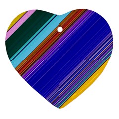 Color Lines Slanting Green Blue Ornament (heart) by Bangk1t