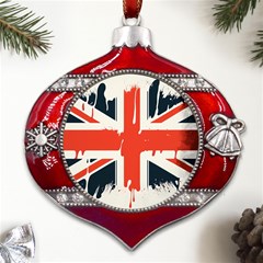 Union Jack England Uk United Kingdom London Metal Snowflake And Bell Red Ornament by Bangk1t