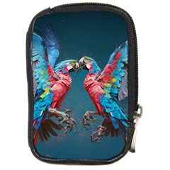 Birds Parrots Love Ornithology Species Fauna Compact Camera Leather Case by Ndabl3x