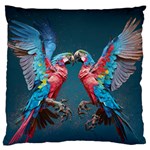 Birds Parrots Love Ornithology Species Fauna Large Premium Plush Fleece Cushion Case (One Side) Front