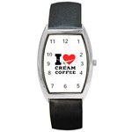 I love cream coffee Barrel Style Metal Watch Front