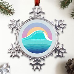 Tsunami Tidal Wave Minimalist Logo Ocean Sea Metal Large Snowflake Ornament by Wav3s