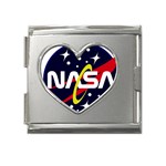 Nasa Insignia Mega Link Heart Italian Charm (18mm) Front