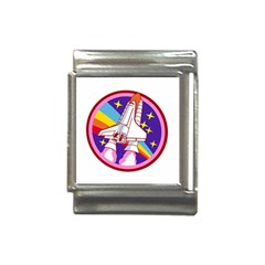 Badge-patch-pink-rainbow-rocket Italian Charm (13mm) by Wav3s