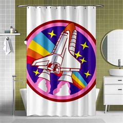 Badge-patch-pink-rainbow-rocket Shower Curtain 48  X 72  (small)  by Wav3s