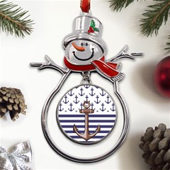 Anchor-background-design Metal Snowman Ornament by Wav3s