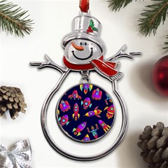 Space-patterns Metal Snowman Ornament by Wav3s