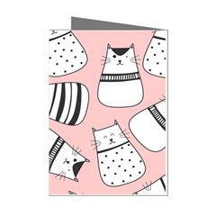 Cute Cats Cartoon Seamless-pattern Mini Greeting Cards (pkg Of 8) by Vaneshart