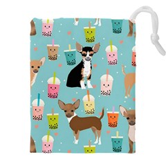 Chihuahua Bubble Kawaii Boba Tea Cute Dog Drawstring Pouch (5xl) by Wav3s