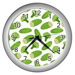 Vegetable Pattern With Composition Broccoli Wall Clock (silver) by Grandong