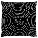 Psychedelic Art Freedom Is A State Of Mind Trippy Quotes Large Premium Plush Fleece Cushion Case (Two Sides) Back