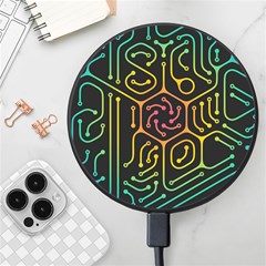 Circuit Hexagonal Geometric Pattern Background Pattern Wireless Fast Charger(black) by Ndabl3x