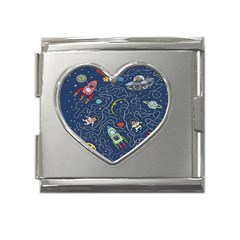 Cat Cosmos Cosmonaut Rocket Mega Link Heart Italian Charm (18mm) by Cowasu