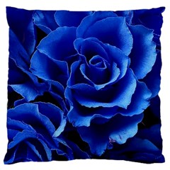 Blue Roses Flowers Plant Romance Blossom Bloom Nature Flora Petals Large Cushion Case (two Sides) by Cowasu