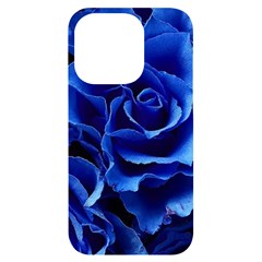 Blue Roses Flowers Plant Romance Blossom Bloom Nature Flora Petals Iphone 14 Pro Black Uv Print Case by Cowasu