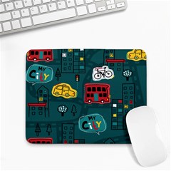 Seamless Pattern With Vehicles Building Road Small Mousepad by Cowasu