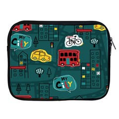 Seamless Pattern With Vehicles Building Road Apple Ipad 2/3/4 Zipper Cases by Cowasu