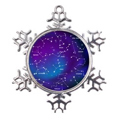 Realistic Night Sky With Constellations Metal Large Snowflake Ornament by Cowasu