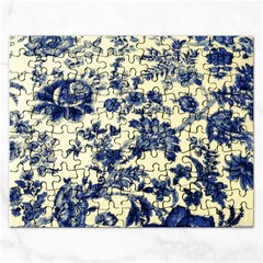 Vintage Blue Drawings On Fabric Rectangular Jigsaw Puzzl by Amaryn4rt