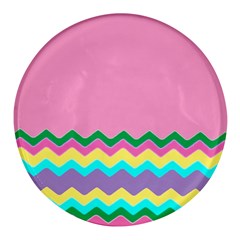 Easter Chevron Pattern Stripes Round Glass Fridge Magnet (4 Pack) by Amaryn4rt