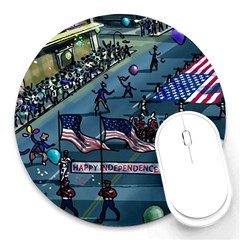 July 4th Parade Independence Day Round Mousepad by Ravend