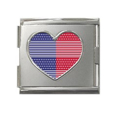 American Flag Patriot Red White Mega Link Heart Italian Charm (18mm) by Celenk