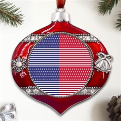 American Flag Patriot Red White Metal Snowflake And Bell Red Ornament by Celenk