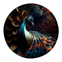 Colorful Peacock Bird Feathers Round Glass Fridge Magnet (4 Pack) by Vaneshop