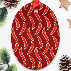 Chili-pattern-red Ornament (oval) by uniart180623