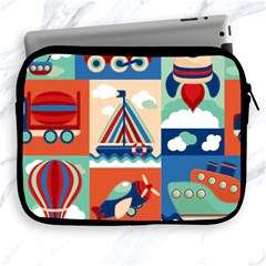 Toy-transport-cartoon-seamless-pattern-with-airplane-aerostat-sail-yacht-vector-illustration Apple Ipad 2/3/4 Zipper Cases by uniart180623